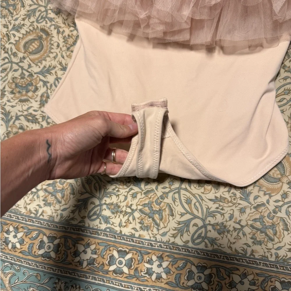 Free People Ruffled Off-Shoulder Bodysuit in Blush - Picture 5 of 6